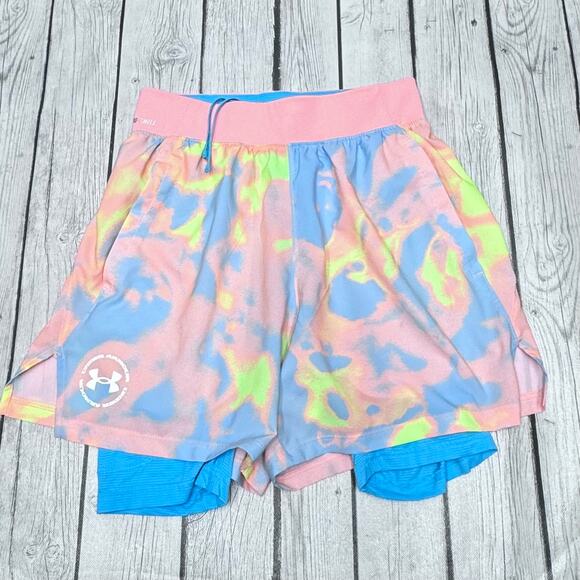 Under Armour UA Iso-Chill Up The Pace 2 in 1 5 inch Shorts Size Small - Picture 1 of 4